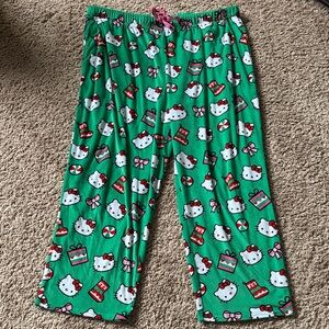 Hello Kitty Green Pajama Pants with Festive Print